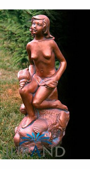 Wasserspeier Brunen Dame Figur Steinfigur für Garten Dekorative Antik Teich