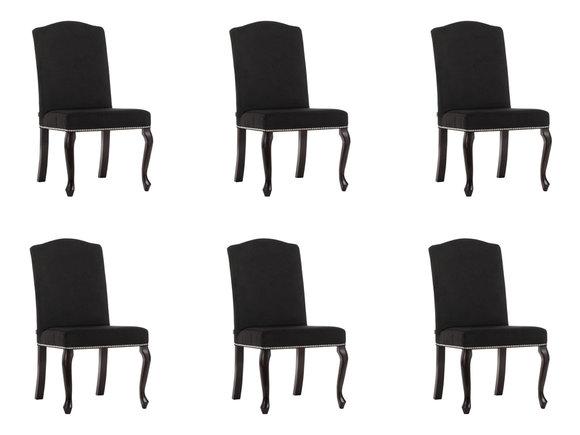 6x Chesterfield Design Polster Garnitur Stuhl Stühle Textil Sitz Komplett Set