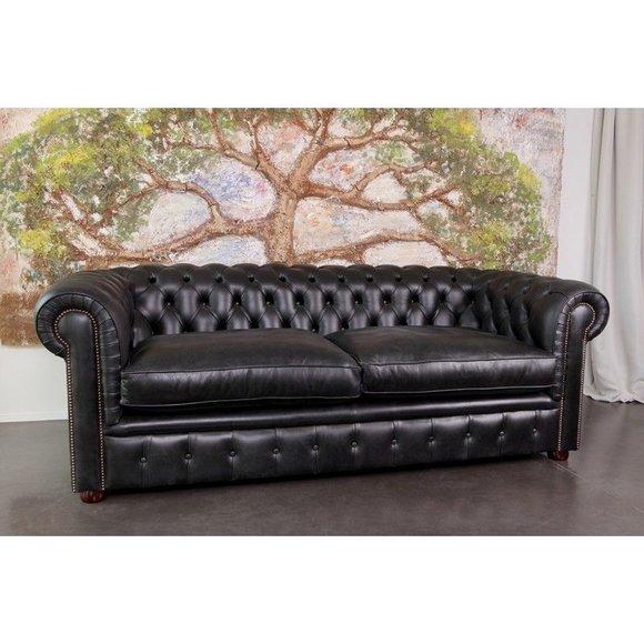 Chesterfield Couch Polster Sofas Klassische Textil Leder Sofa 3 Sitzer