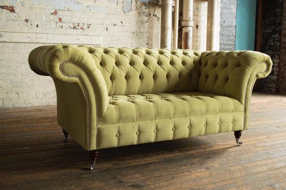 Design Polster Couch Rollen Sofa Sitz Textil Stoff Garnitur Chesterfield