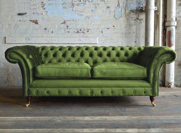 Chesterfield Design Textil Luxus Polster Sofa Couch Sitz Garnitur Leder