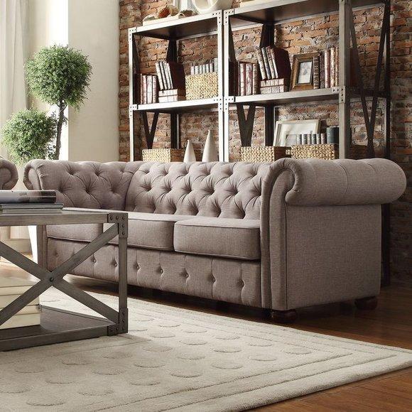 Edle Stoff Sofa Couch Chesterfield Polster Sitz Lounge Club Sofas