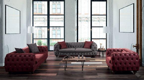 Edle Designer Polster Couch Luxus Chesterfield Sitz Garnituren Sofas Couchen