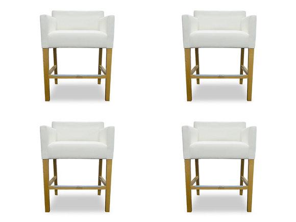 4x Bar Hocker Barhocker Tresen Bar Stuhl Set Stühle Polster Sitz Garnitur