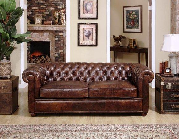 Chesterfield Couch Polster Sofas Klassischer Sitz Textil Leder 3 Sitzer