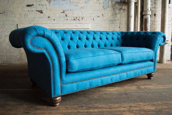 Chesterfield Design Luxus Polster Sofa Couch Leder Sitz Garnitur Textil