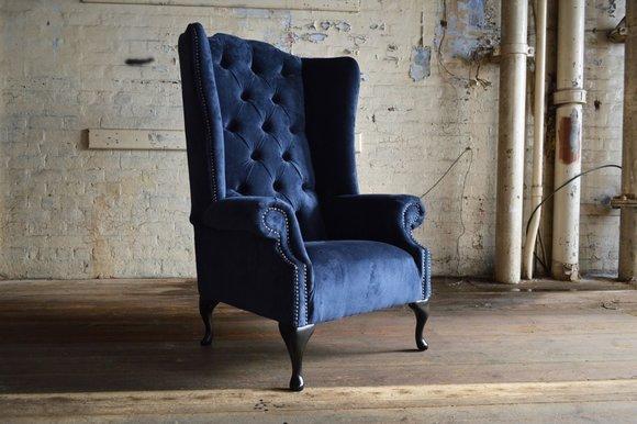 Ohrensessel Chesterfield Sessel Fernseh Design Polster Sofa Couch Textil