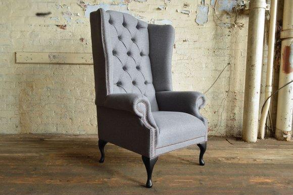 Chesterfield Ohrensessel Sessel Fernseh Design Polster Sofa Textil Couch