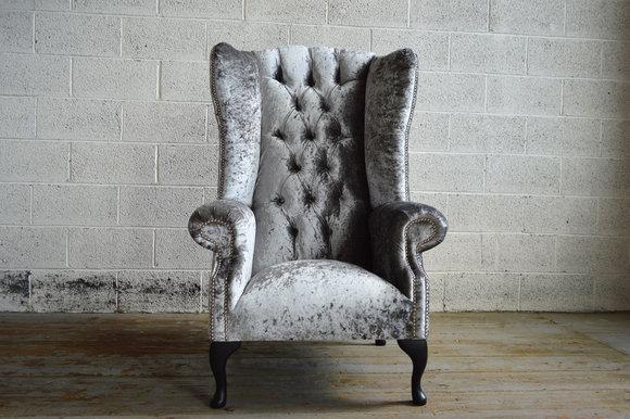 Ohrensessel Sessel Chesterfield Fernseh Design Polster Sofa Couch Textil