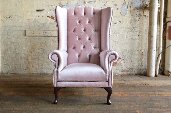 Ohrensessel Sessel Fernseh Design Polster Sofa Chesterfield Couch Textil