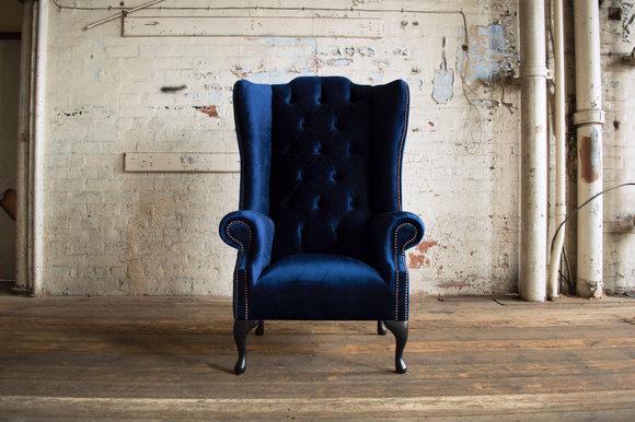 Textil Ohrensessel Sessel Fernseh Design Polster Sofa Couch Chesterfield