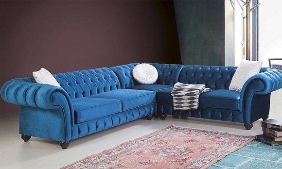 Chesterfield Ecksofa Sofa Couch Ledersofa Polster Eck Couch Dekor Garnitur