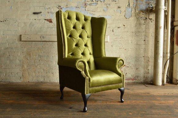 Chesterfield Ohrensessel Sessel Fernseh Design Polster Textil Sofa Couch