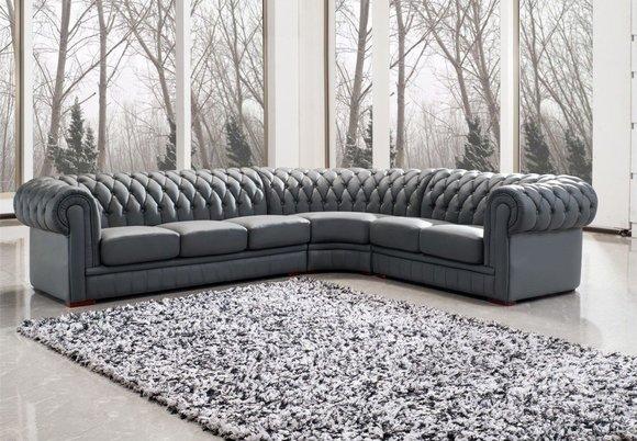Chesterfield Ecksofa Sofa Dekor Couch Ledersofa Polster Eck Couch Garnitur