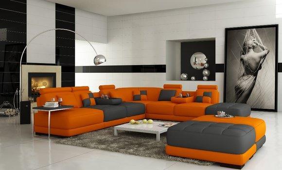 Ledersofa Couch Wohnlandschaft Ecksofa Eck Garnitur Design Modern Sofa A1147