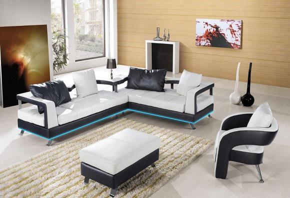 Ledersofa Couch Wohnlandschaft Ecksofa Eck Garnitur Design Modern Sofa B2027