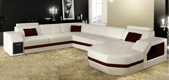 Ledersofa Couch Wohnlandschaft Ecksofa Eck Garnitur Design Modern Sofa C4011