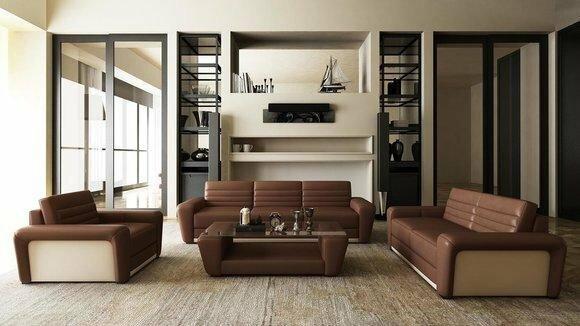 Ledersofa Sofa Couch Polster Sitz Couchen 3+2+1 Komplett Set Moderne