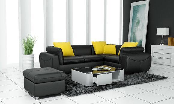 Ledersofa Couch Wohnlandschaft Ecksofa Eck Garnitur Design Modern Sofa F_3014C