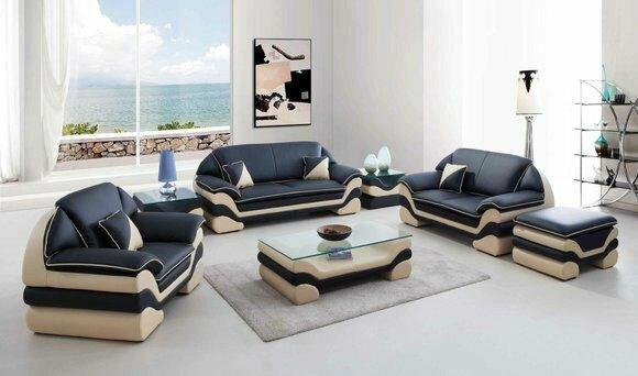 Klassische Couch Polster Sofagarnitur 3+2+1 Komplett Set Leder Sofas