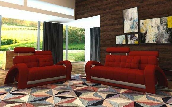 Leder Sofa Couch Sofagarnitur Wohnzimmer Garnituren Couch Set Sitz Sofas