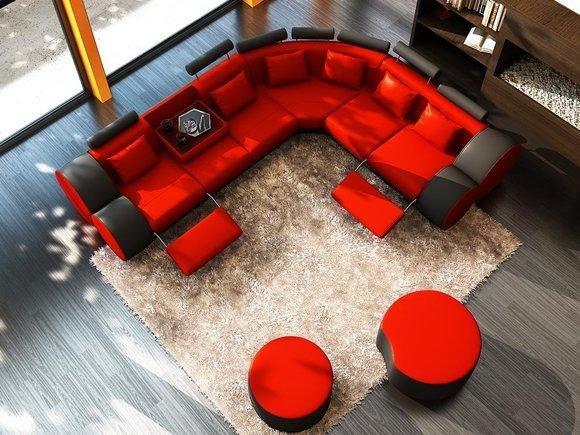 XXL Multifunktions Ledercouch Couch Big Sofa Polster Ecksofa Dekor Moderne