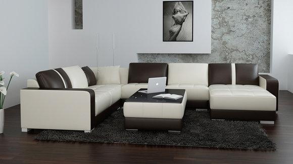 Ledersofa Couch Wohnlandschaft Ecksofa Eck Garnitur Design Modern Sofa F3012