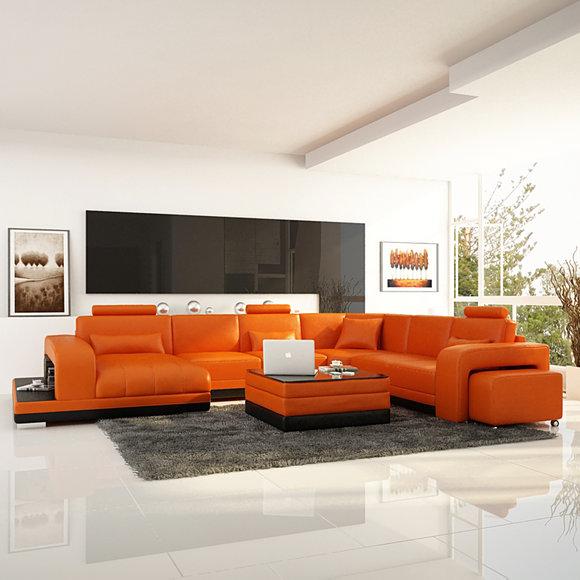 Ledersofa Couch Wohnlandschaft Ecksofa Eck Garnitur Design Modern Sofa F3017