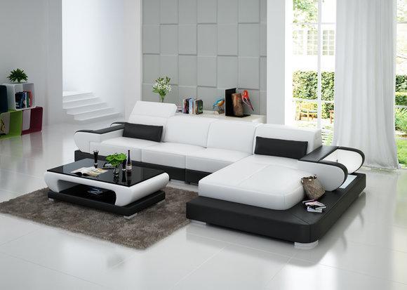 Ledersofa Couch Wohnlandschaft Ecksofa Eck Garnitur Design Modern Sofa G8002C