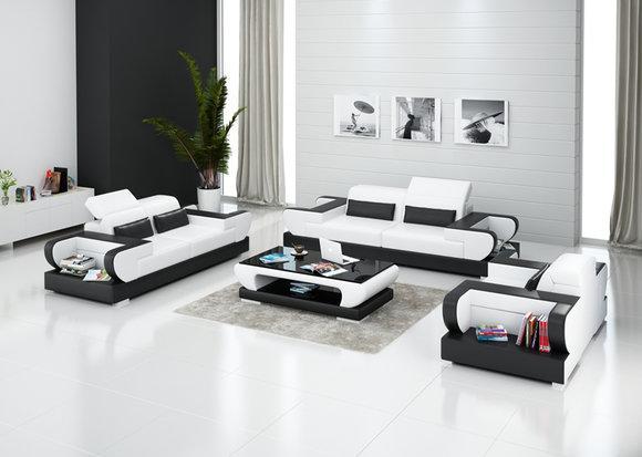 Ledersofa Couch Wohnlandschaft 3+2+1 Sitzer Garnitur Design Modern Sofa G8002D
