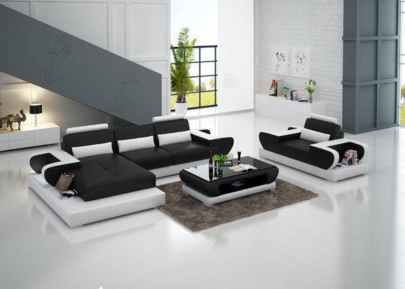 Design XXL Big Sofa Ecksofa Ledersofa Couch Polster Ecke Wohnlandschaft G8003E