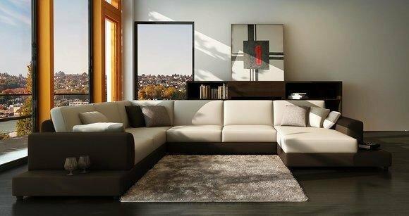 Ledersofa Couch Wohnlandschaft Ecksofa Eck Garnitur Design Dekor Modern