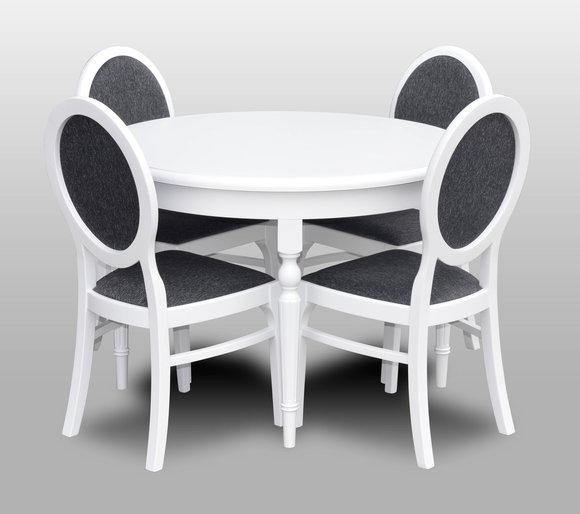 Klassischer Rund Runder Tisch Holz Design Tische Esszimmer + 4 Stühle