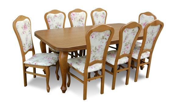 Klassische Designer Esszimmer Garnitur Holz Tisch + 8 Stühle Stuhl Garnitur