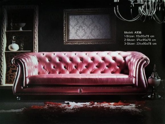 Chesterfield Extra Klasse Sofa Couch Garnitur Polster Designer Ledersofa