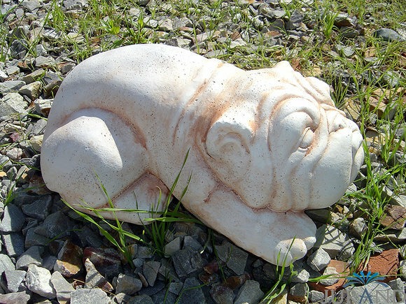 GARTENFIGUR STEINFIGUR FIGUR GARTEN HUND SKULPTUR DECORATIVE STEINGUSS