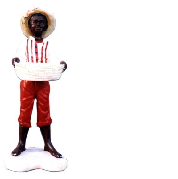 Design Junge mit Korb Figur Statue Skulpturen Skulptur Figuren Dekoration