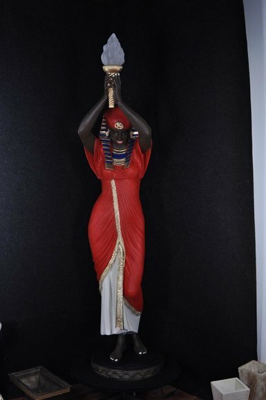 Stehleuchte Skulptur Figur Lampen Leuchte Ägypten Statue Rot Schwarz Figuren