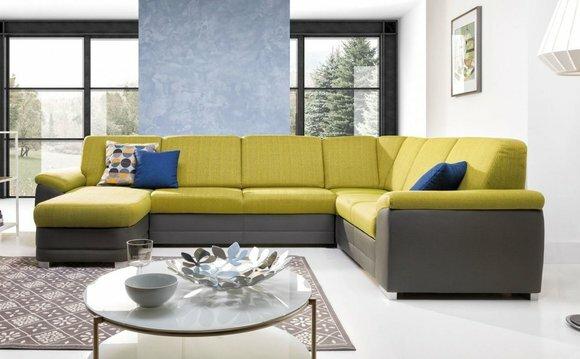 Ecksofa Wohnlandschaft Sofa Couch Polster Eck Garnitur U Form Stoff Sofas