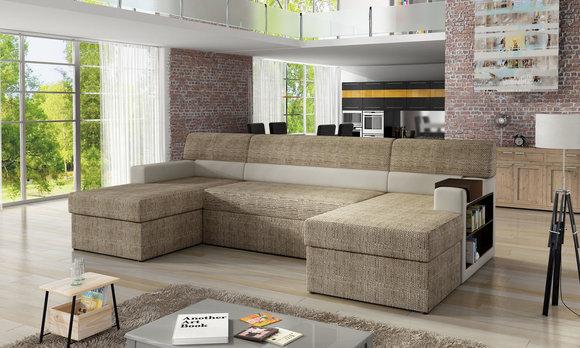 Eck Couch Polster Wohnlandschaft Ecksofa Bettkasten Bettfunktion Schlafsofa