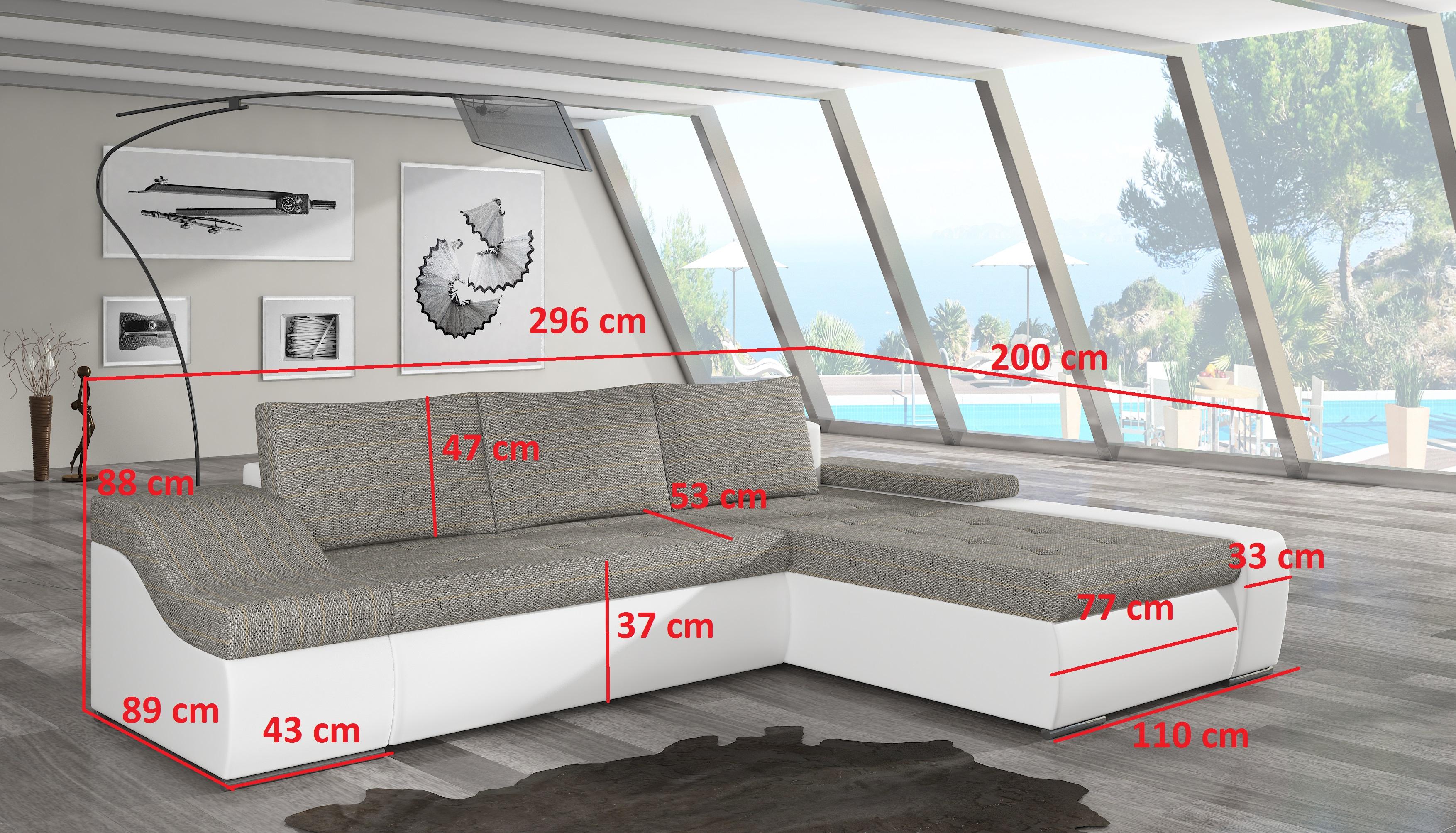 Moderne Ecksofa Ontario Bettfunktion Wohnzimmer Couch Textil Sofas Schlaf