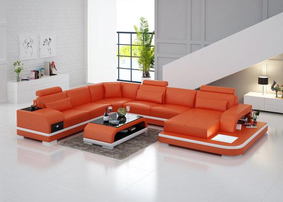 Ledersofa Couch Modern Wohnlandschaft Dekor Eck Ecksofa Design Garnitur