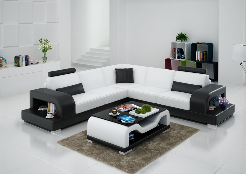 Ledersofa Couch Wohnlandschaft Ecksofa Eck Garnitur Modern Design Sofa
