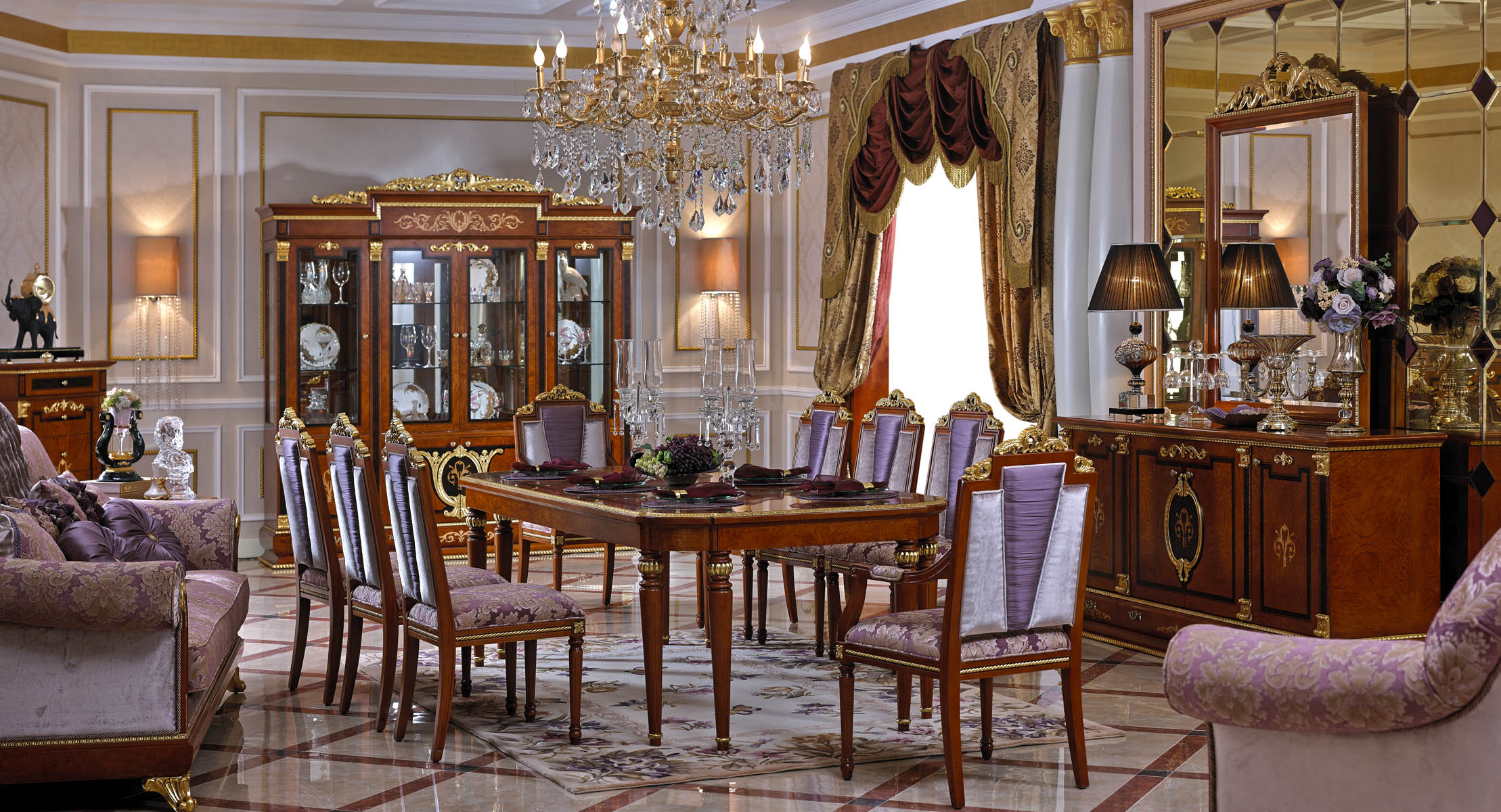 4 Stühle Set Deko Esszimmer Designer Holz Stuhl Garnitur Antik Stil Barock