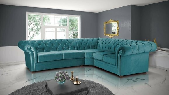 Turkis Chesterfield Ecksofa Sofa Couch Polster Eck Sofas Garnituren Sitz