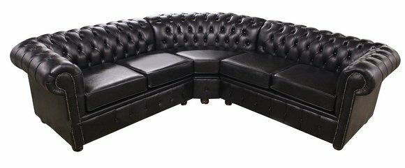 Hochwertige Leder Sofa Chesterfield Couch Polster Eck Garnitur Stoff Sitz