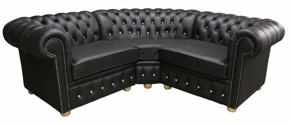 Ecksofa Ledersofa Schwarz Polster Eck Couch Garnitur Sitz Design