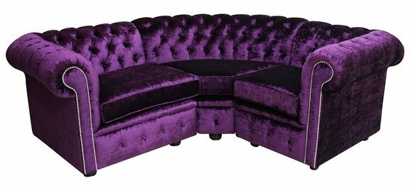 L Förmige Chesterfield Couch Polster Eck Samt Garnitur Stoff Sofa