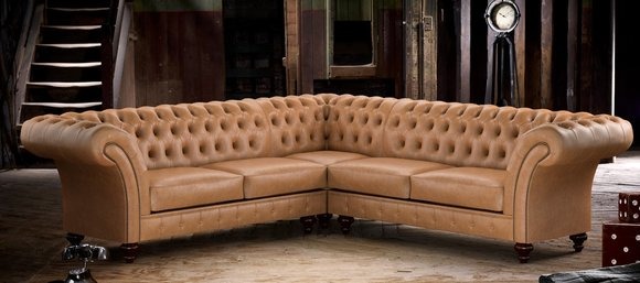 Edle Chesterfield Couch Braune Sofa Eck Couch Garnitur Leder Sofas