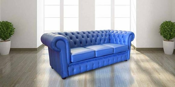 3 Sitzer Blaue Kunstleder Leder Couchen Sofa Polster Couchen Sofas